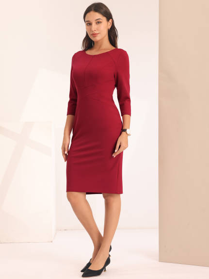 Hobemty- Zipper Neck Pencil Sheath Dress