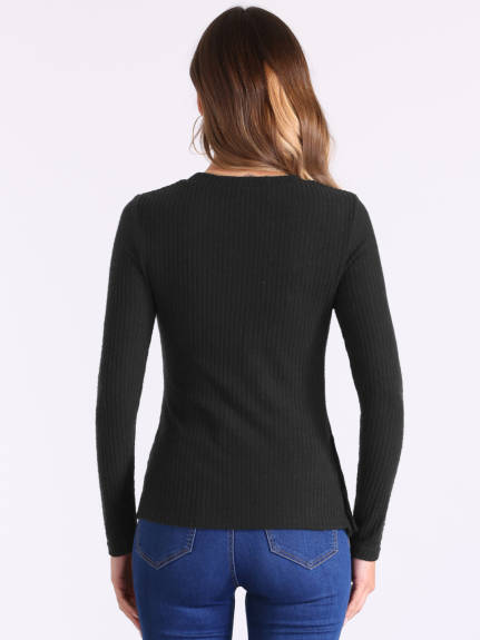 Allegra K - Basic Crewneck Knit Top Sweater