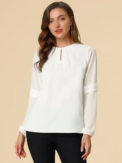 Allegra K- Long Sleeve Work Blouse Pack, White Combo 2