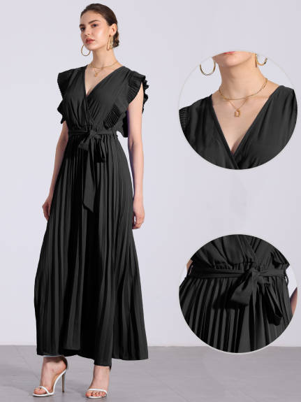 Allegra K - Wrap V-Neck Elegant Maxi Dress