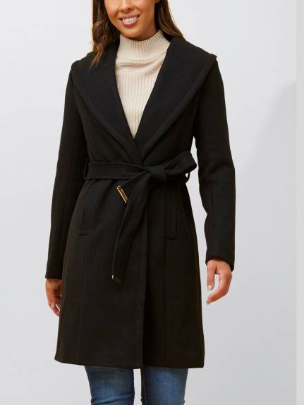 Annick - Hazel Coat Round Collar Belted Pockets