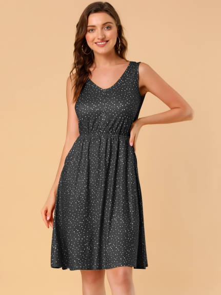 Allegra K- Polka Dots Elastic Waist Midi Sundress