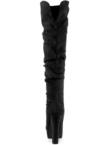 Allegra K - Platform Round Toe Slouch Thigh High Boots