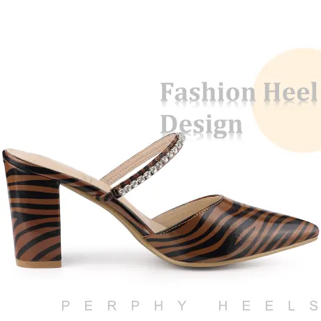 Allegra K- Zebra Print Retro Pointed Toe Heel Mules