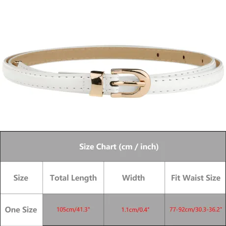 Allegra K- Skinny PU Leather Belt with Gold Metal Buckle