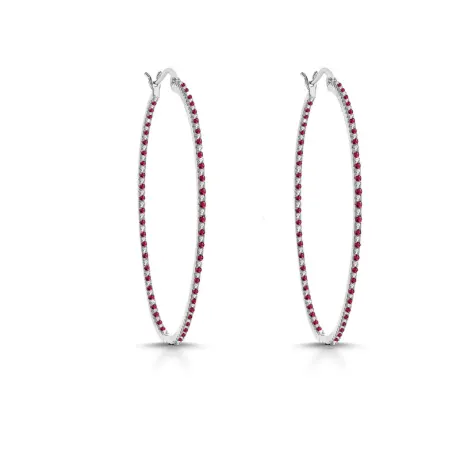 Rachel Glauber Colored Cubic Zirconia Slim Large Hoop Earrings