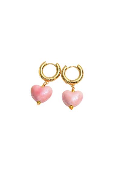 Classicharms-Ceramic Heart Dangle Earrings