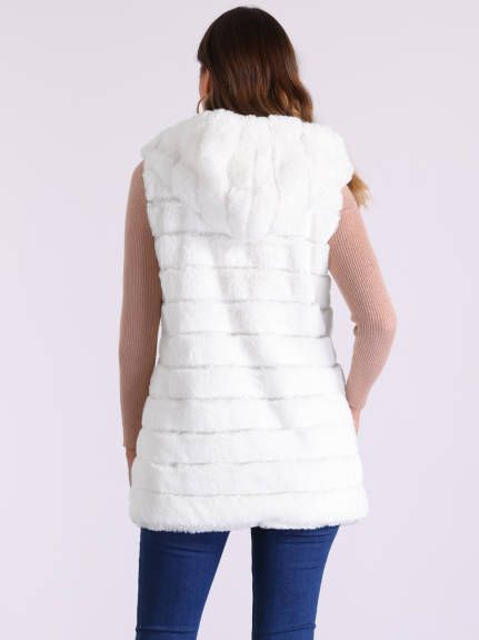 INSPIRE CHIC - Sleeveless Faux Fur Hooded Vest