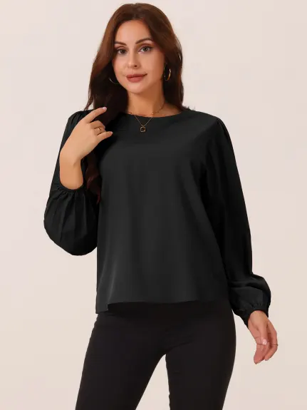 Allegra K - Blouse Élégante à Manches Longues Plissées