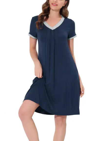 cheibear - Summer V-Neck with Pockets Lounge Nightgown