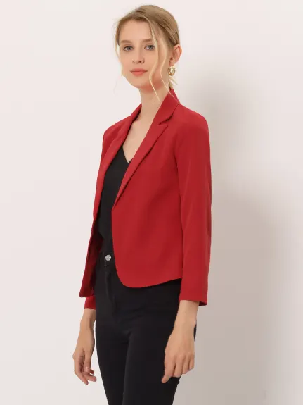 Allegra K- Open Front Crop Suit Blazer Jacket