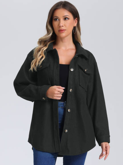 Allegra K - Winter Button Down Midi Peacoat