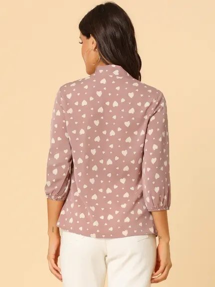 Allegra K- Blouse à pois à volants sur les épaules avec poignets élastiques et nœud papillon au cou