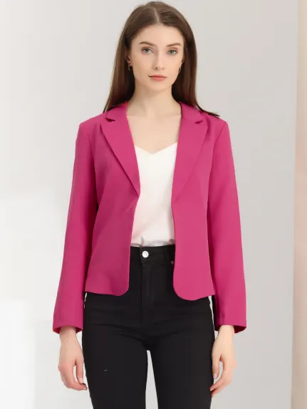 Allegra K- Open Front Crop Suit Blazer Jacket