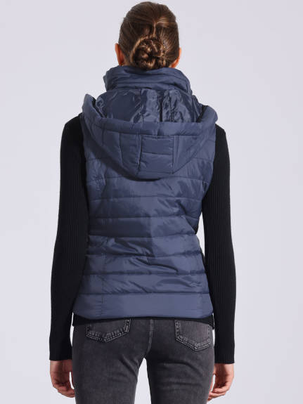 INSPIRE CHIC - Sleeveless Quilted Winter Hoodie Vest