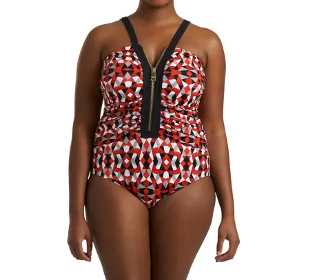 Always for Me - Plus Size Lola Zip Front One Piece Swimsuit