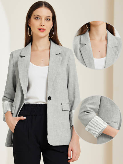 Allegra K- Notched Lapel Blazer Suit Jacket