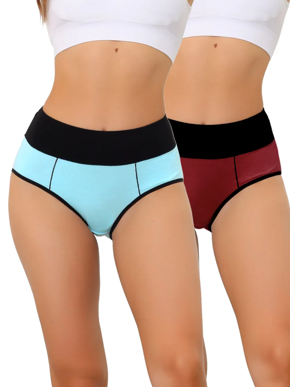 Allegra K - Pack de slips taille haute color-block, Combo 2