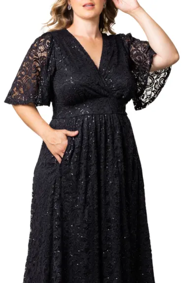 Kiyonna Luminous Sequin Lace Long Gown (Plus Size)