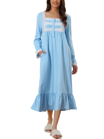 cheibear - Victorian Ruffle Nightgown with Pockets