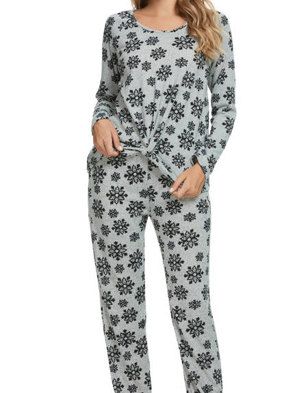 cheibear - Lounge Long Sleeve Nightwear with Pockets