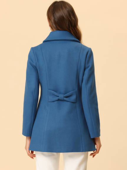 Allegra K- Single Breasted Turndown Collar Overcoat