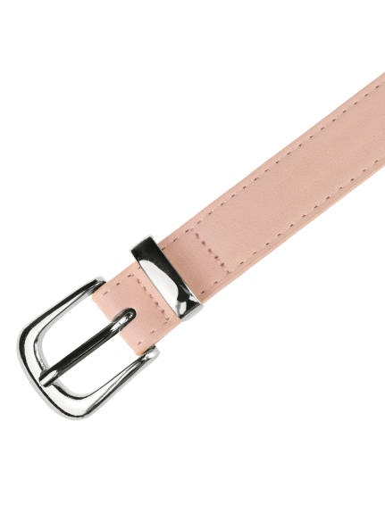 Allegra K- Faux Leather Silver Buckle Waist Belt