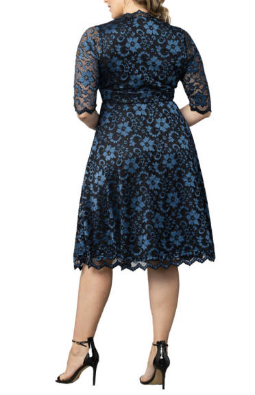 Kiyonna Mon Cherie Floral Lace Cocktail Dress (Plus Size)