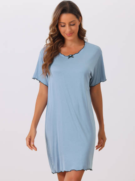 Cheibear - Soft Ruffled Short Sleeve Nightgown