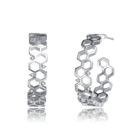 Rachel Glauber Gorgeous Open Hoop Earrings with Clear Cubic Zriconia