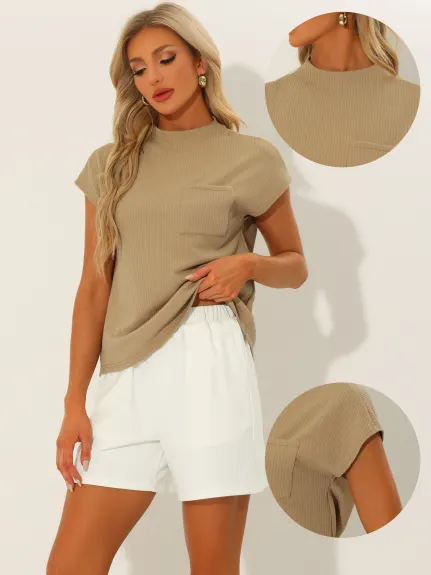 Allegra K- Loose Cap Sleeve Top and Shorts Set