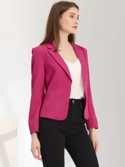 Allegra K- Open Front Crop Suit Blazer Jacket