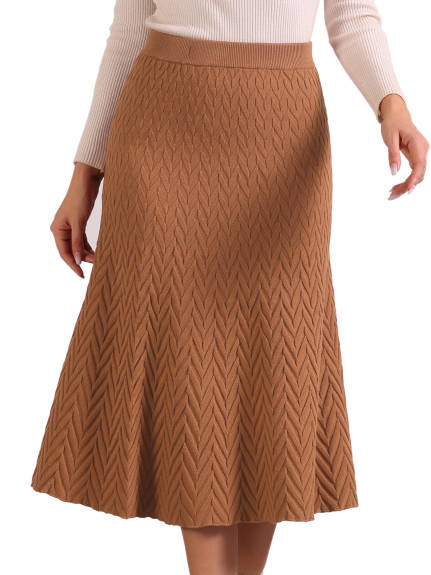 Allegra K - High Waist A-Line Stretchy Knit Skirt