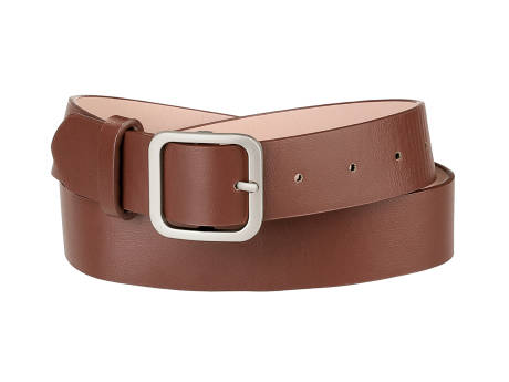 Allegra K- Square Pin Silver Buckle Wide Leather Waist Belt