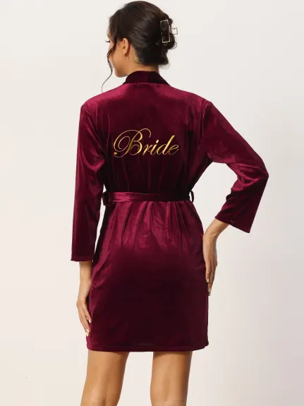 cheibear - Velvet Bride Wedding Thin Gown Bathrobe