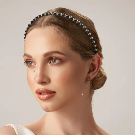 Unique Bargains- 2 Rows Rhinestone Hairband Headband