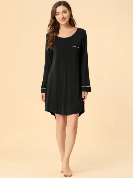 Allegra K- Round Neck Long Sleeve Sleepwear