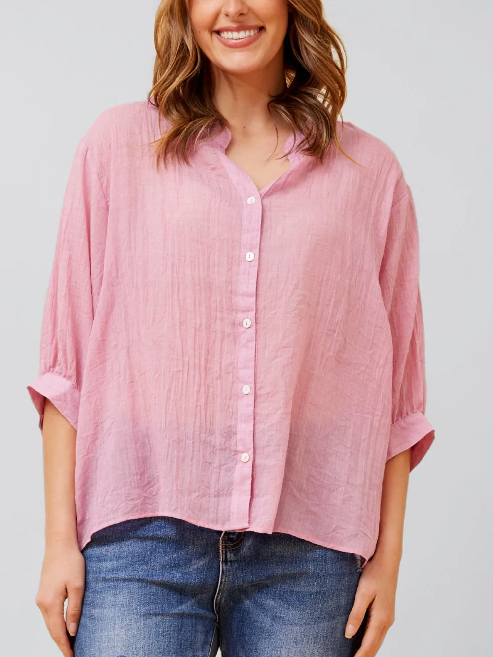 Annick - Roxanne Oversized Semi-Sheer Shirt Blouse Solid