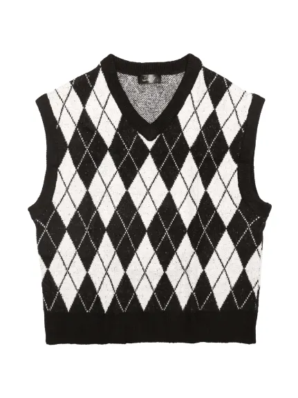 Allegra K - Contrast Color V-Neck Sleeveless Sweater Vest