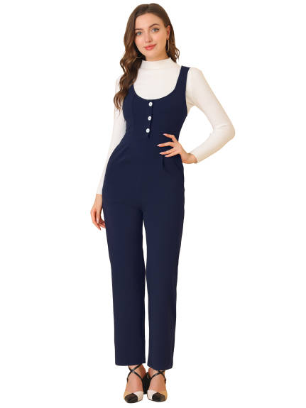 Allegra K - High Waist Wide Leg Pants Work Jumpsuit