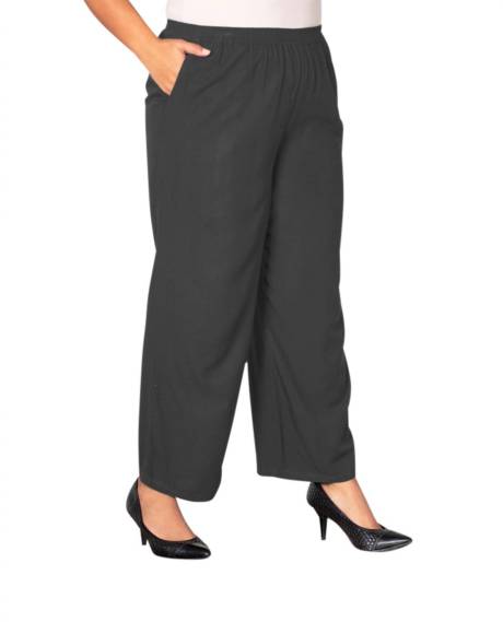 On The Plus Side - Wide Leg Rayon Pants - Plus