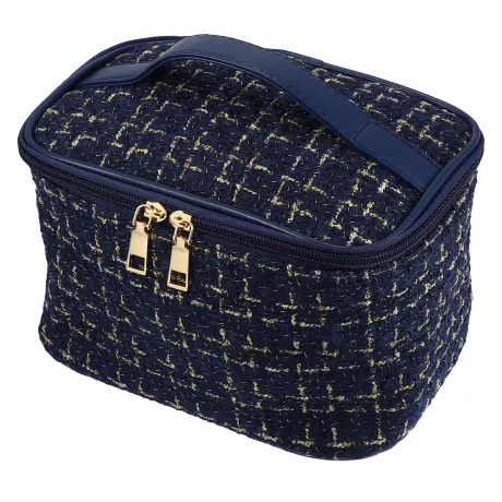 Unique Bargains- Travel Makeup Bag Organizer Case Woolen Plaid Pattern