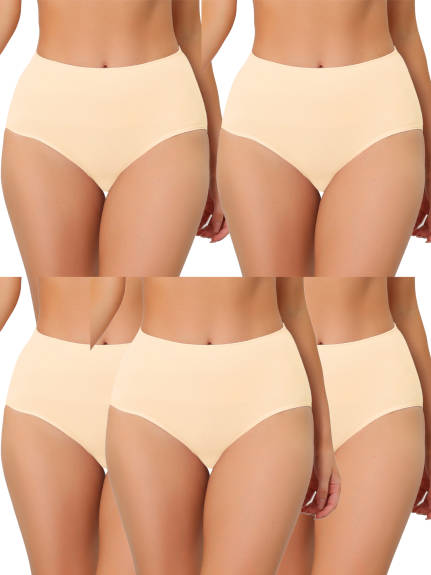 Allegra K - High Waist Tummy Control Panties Pack, Beige