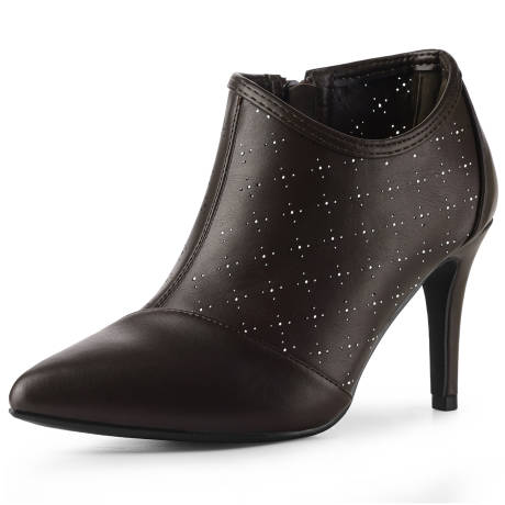 Allegra K- Perforated Stiletto Heels Ankle Booties