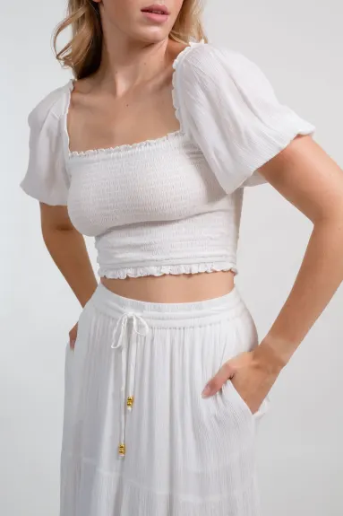 Koy Resort MIAMI SMOCKED CROP TOP