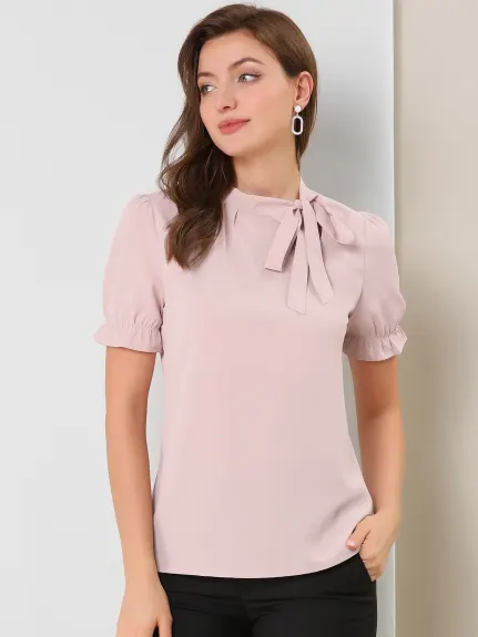 Allegra K - Tie Neck Summer Blouse Pack, Pink Combo 1