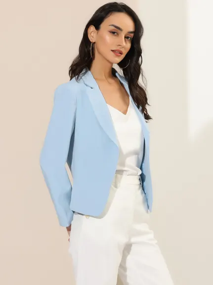 Allegra K- Open Front Casual Crop Suit Blazer Jacket