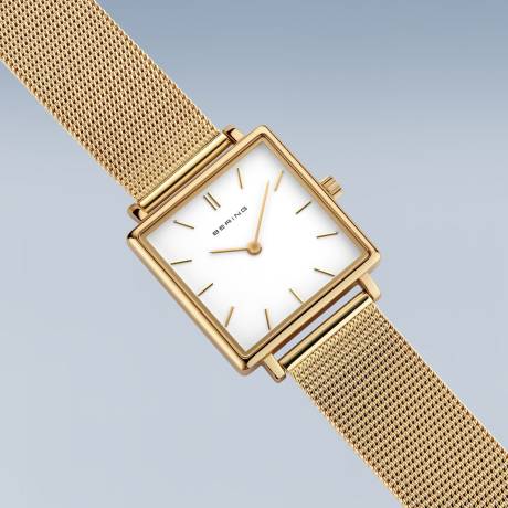 BERING - Montre classique pour femme en acier inoxydable de 26 mm en or jaune/or jaune