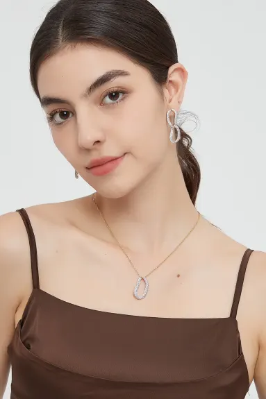 Classicharms-Infinity Pavé Irregular Hoop Pendant Necklace