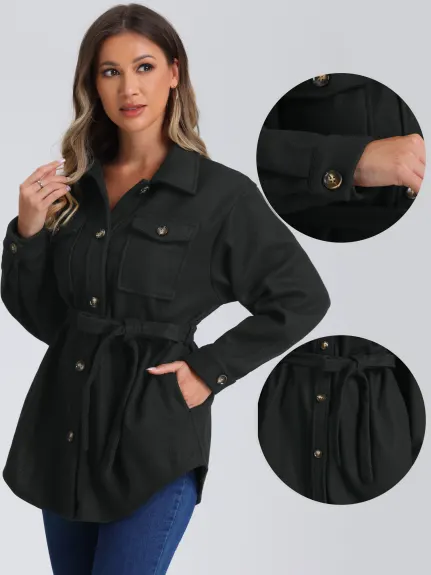 Allegra K - Manteau mi-long d'hiver à boutons